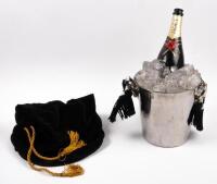 HANDBAG: A novel hand bag in the shape of a champagne bottle on ice with ice bucket by automotive artist Terry Lawrie - 2