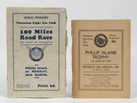 PHILLIP ISLAND: 2 official programs relating to Phillip Island events