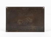 BUGATTI: A small plaque issued by the Melbourne Bugatti agents, 'Built by SPORTING CARS SERVICES', 266 City Road, South Melbourne