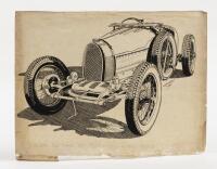 TYPE 37: An original pen and ink drawing of a 1925-1930 Bugatti Type 37 numbered 27&nbsp;by R. Shepherd
