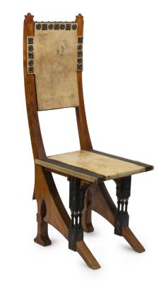 CARLO BUGATTI: A rare circa 1900 Carlo Bugatti (1856-1940) Orientalist salon chair with Moorish influences