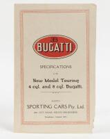 BUGATTI: An Australian printed late 1920s specifications leaflet