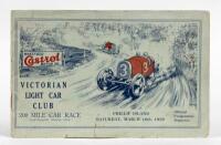 PHILLIP ISLAND: A Official program of the Victorian Light Car Club 200 mile car race 'Australian Grand Prix', dated March 18 1929