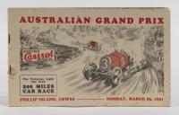 PHILLIP ISLAND: Official Program of the March 23 1931 Victorian Light Car Club