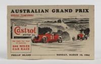 PHILLIP ISLAND: Official programme of the Monday, March 19 1934, Australian Grand Prix