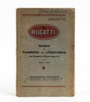 TYPE 44: A rare original January 1929 Bugatti owners driving and maintenance instructional manual for Bugatti Type 44 3 litres. French text.