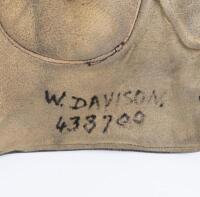 AVIATION HELMET: A early 20th century leather aviation flying helmet by Lasicas Australia, size 6 & 3/4, inside marked with 'W.Davidson 438700' in black ink. - 2