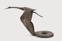 HISPANO-SUIZA:&nbsp;A fine circa 1920s Hispano-Suiza Flying Stork mascot, signed to base 'F.&nbsp;Bazin',&nbsp;stamped to&nbsp;base '838', 12cm high, 22cm wide