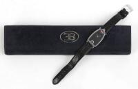 BUGATTI WATCH: A Bugatti radiator form&nbsp;watch, quartz movement on black leather strap