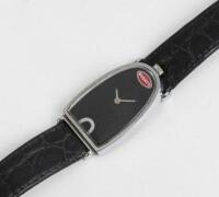 BUGATTI WATCH: A Bugatti radiator form&nbsp;watch, quartz movement on black leather strap - 2