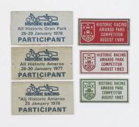AMAROO/ORAN PARK: Five Amaroo Park Historic Racing 'Competitor/Participant' plaques along with one Oran Park plaque 1978.