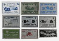 SANDOWN: Nine 'Competitor' plaques for various Sandown motoring events including Golden Jubilee Grand Prix 1978 and others