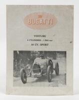 TYPE 37: Original rare 1925 fold out brochure Bugatti Type 37, 4 cylinder, 10 CV. Sport, 1.5 litre, in French text