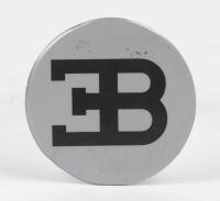 BUGATTI WHEEL HUB CAP: A silver 'EB' centre wheel cap, 54mm wide