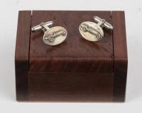 CUFF LINKS: A pair of Sterling Silver 9.25 cuff links depicting an early motor racing car presented in wooden box