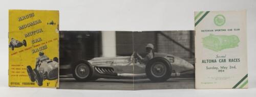 VICTORIAN RACING PROGRAMS: Two racing programs from Victorian racing events and including a fold out photo thought to be of Doug Whitehead driving the Talbot Lago