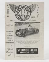 ROB ROY HILL CLIMB: A very rare pre war official program of the Light Car Club of Australia, Fourth Rob Roy Hill Climb event of June 13, 1938, 23 pages