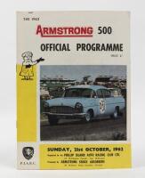 ARMSTRONG 500: An official program from the Phillip Island Auto Racing Club, 'Armstrong 500' event&nbsp;held at Phillip Island, 21 October 1962