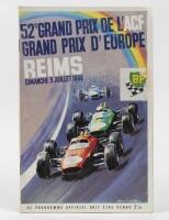 FRENCH GRAND PRIX/JACK BRABHAM: An official program of the 1966 French Grand Prix held in Reims, 3 July, 1966, this race was won by Jack Brabham in the BT19
