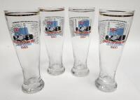 AUSTRALIAN GRAND PRIX 1980: A set of four commemorative large beer glasses from the 1980 Australian Grand Prix at Calder Raceway, 24cm high