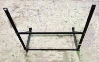 HARDTOP STAND: A black metal moveable hard top stand 81cm wide, 81cm high, 45.5cm deep overall.