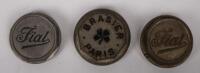 VINTAGE HUB CAPS: A collection three of both vintage Fiat & Brasier grease hub caps