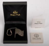 CHEQUERED FLAG KEY RING: A Makers Mark, sterling silver,&nbsp;chequered flag key ring by Peter Gertler, presented in display box with small product information booklet