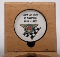 LIGHT CAR CLUB: A decorative display piece to commemorate the Light Car Club of Australia Centenary Luncheon of 2024 in wooden display box - 2