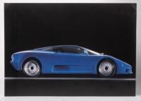 BUGATTI EB 110: A few items relating to the EB 110 Bugatti model, a large pictorial book showcasing the EB110 model & variants plus also a laminated small poster of the 14 September 1991 Le Reveil Bugatti - Premiere Mondiale De La Nouvelle Grand Tourisme - 2