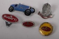 BUGATTI BADGES: A collection of five small Bugatti badges