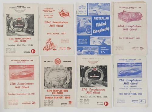 TEMPLESTOWE HILL CLIMB: A collection of eight programs from the Templestowe Victoria Hill climb event