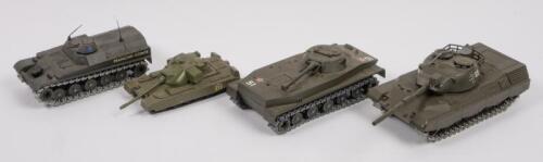 75A · LEOPARD CHAR AMPHIBIE AMX TANKS: A group lot of tank models, including AMX 13T, Kpz LEOPARD, CHAR AMPHIBIE PT 76, CHIEFTAIN, manufacturers Solido and Playart, four pieces in total