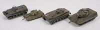LEOPARD CHAR AMPHIBIE AMX TANKS: A group lot of tank models, including AMX 13T, Kpz LEOPARD, CHAR AMPHIBIE PT 76, CHIEFTAIN, manufacturers Solido and Playart, four pieces in total&nbsp;