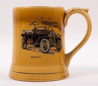 POTTERY SET: A six piece pottery set with Veteran & Vintage cars such as Bugatti, Alfa Romeo and Sunbeam displayed on each item - 2
