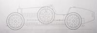 BUGATTI POSTERS: Two large posters with illustrations showing Bugatti side profiles - 3