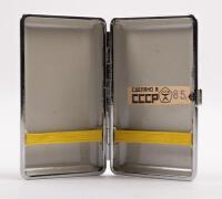 USSR: A Soviet CCCP cigarette case, showing the Soviet Union Red Star, Hammer and Sickle on Alligator style case. With &lsquo;CCCP 85&rsquo; sticker inside. - 3