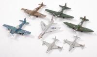 FIGHTERS AIRFORCE [7]: A group lot of various fighter planes, jet models, 7 pieces in total including 2 Dinky toys Shooting Stars, Sabre and Spitfire&nbsp;