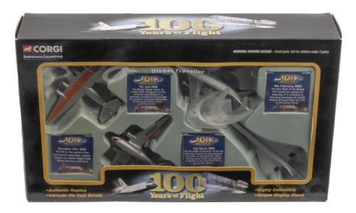 CORGI 100 YEARS OF FLIGHT: A box set celebrating 100 years of flight, his set is for Global Traveller, this set contains 4 models, manufactured by Corgi, part of the showcase collection, product number CSCA02004