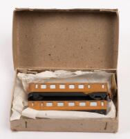 PASSENGER SET: A Dinky Toys No. 16 Express Passenger Set, comprising of to train carriages&nbsp;missing locomotive,&nbsp;in original box made in England by Meccano Ltd