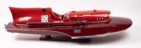 TIMOSSI FERRARI: A large detailed model of the 1951 Timossi-Ferrari racing hydroplane Arno XI on stand, 21cm high, 91cm long
