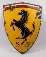 FERRARI: A large enamel Ferrari convex sign, 60cm high, 43cm wide