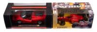 FERRARI F50 SCHUMACHER FERRARI FORMULA 1: A pairing of Ferrari models including 1:18 scale Ferrari F50 & 1:24 scale Ferrari Formula One model, both boxed