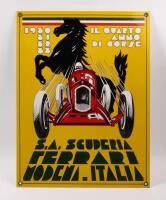 SCUDERIA FERRARI: A high quality enamel sign featuring artwork from the 1933 Scuderia Ferrari Year Book 'Il Quarto Anno Di Corse'&nbsp;