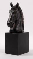 FERRARI: A decorative horse head on square plinth, 24cm high including base