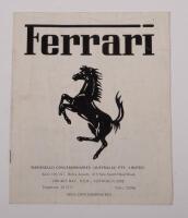 FERRARI: An Australian printed, circa 1970s or early 1980s six page Ferrari brochure from Maranello Concessionaires, Double Bay, NSW. Features pictures and specifications for 365 GT4 Berlinetta Boxer, 308 GTB, 365 GT4 2+2 and Dino 308 GT4 2+2