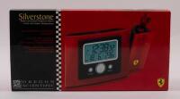 FERRARI: A Oregon Scientific Ferrari Silverstone radio controlled projection alarm clock with indoor temperature. Boxed, believed to be unused.&nbsp;