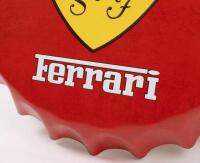 FERRARI: Two modern Ferrari tin signs in bottle cap shape, 40cm wide. - 4