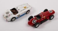 FERRARI 375 MM FERRARI/LANCIA: A pair of models, a Ferrari 375 MM Carrera number 20 as driven by Phil Hill, manufactured by Top Model Collection, also a Ferrari Lancia, British Grand Prix car number 10 as driven by Mike Hawthorn 1957, manufactured by Brum - 2