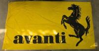 FERRARI AVANTI: A large polyester fabric 'Ferrari Avanti' flag, measures approx 271cm wide, 148cm high