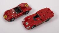 ALFA ROMEO T33 T33/3: A pair of Alfa Romeo models, a T33 number 9 race car from 1967, manufactured by Mercury Models, a T33/3 number 37 race car from 1970, manufactured by Solido